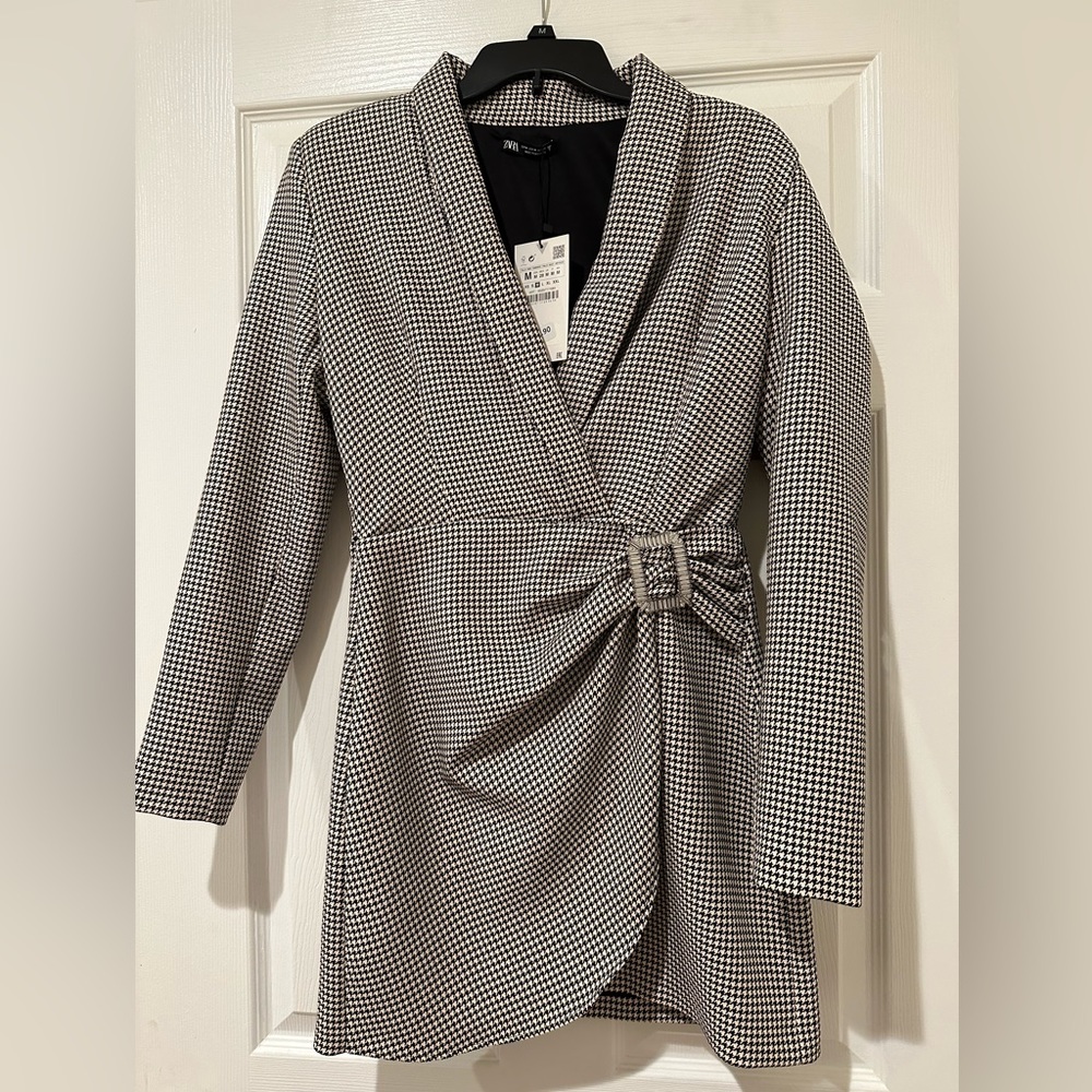Zara Blazer Dress - Houndstooth print, S - Medium